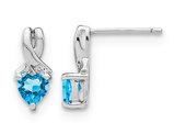 1.00 Carat (ctw) Natural Blue Topaz Heart Stud Earrings in Sterling Silver
